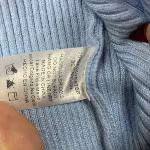 Honeybum Womans Medium Crop Top Light Blue Cardigan Tie Front Long Sleeve - Picture 6 of 15